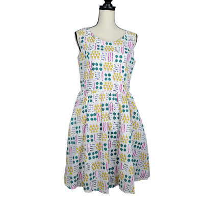 Tulip B Abstract Print Vintage 70 s 80 s Style Fit Flare Dress size Large NEW