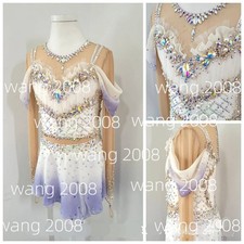 Ice Figure Skating Dress Rhythmic Gymnastics Twirling Competition white dyeing