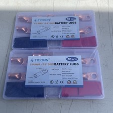 20 Pack UL Heavy Duty Wire Lugs 1/0 AWG-1/2, 1/0 AWG-3/8 Tubular Terminals Co...