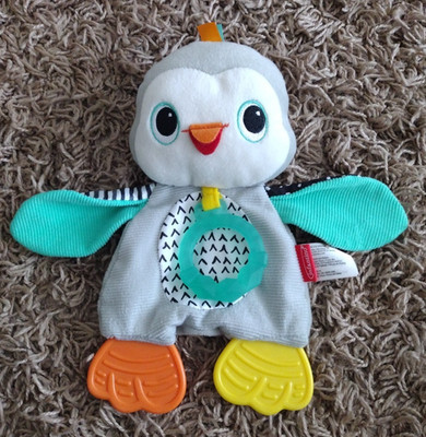 10'' Infantino Penguin Security Lovey Teether Crinkle Sensory Owl Bird Toy
