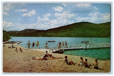 1955 Private Sandy Beach Laurentians Resort La Provice De Quebec Canada Postcard