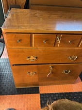 Ethan Allen 2-Drawer Brown Wood file cabin, Medium Wood Tone, Brass handles