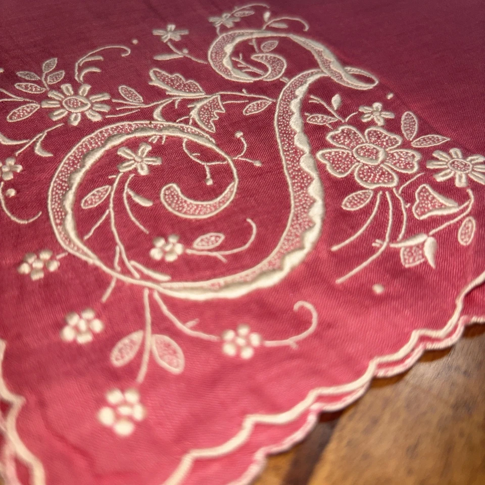 复古,手工制作马德拉刺绣,Monogram T,手帕。 — 第 2/3 张图片