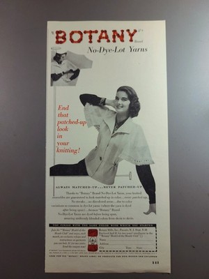 1952 Botany No-Dye-Lot Yarns Advertisement - End that patched-up look