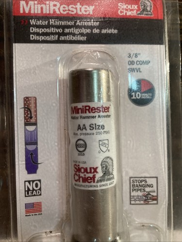 NEW Sioux Chief Minirester AA Size Water Hammer Arrester 660-GTR1 3/8" OD COMP - Picture 2 of 3