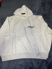 Essentials Men s Light Oatmeal Pullover Fleece Hoodie Logo Pockets XL
