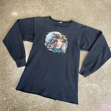 Vintage Harley Davidson Waffle Knit Thermal 3D Emblem Style XL 80s Biker Grunge