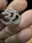 Sterling Silver Om Pendant CZ Sparkle with Lava Rock Beads Necklace — photo 2