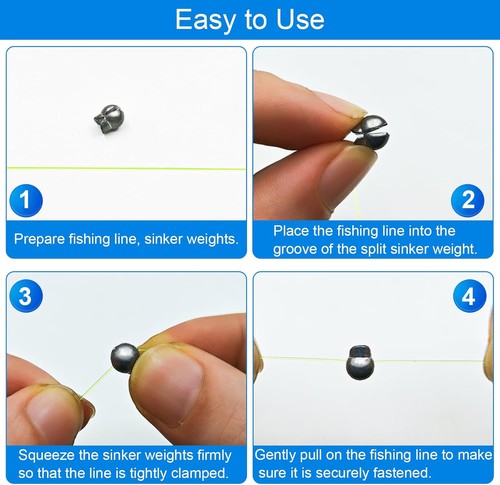 SANWEAL120PCS/200PCS Fishing Weights Sinkers - Premium 120PCS/5 SIZE, BLACK  - Picture 5 of 7