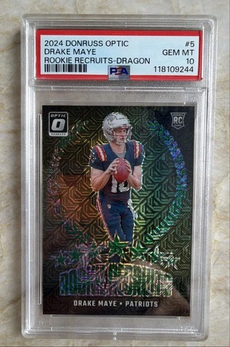 🔥DRAKE MAYE /24🔥PSA 10! 2024 Panini Donruss Optic Rookie Recruits Dragon