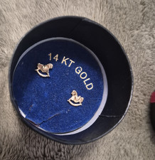 14k Yellow Gold Horse Stud Earrings Butterfly...