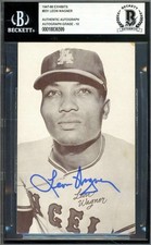Leon Wagner Gem Mint 10 Beckett BAS Signed 1947-66 Exhibit Postcard Rookie Auto