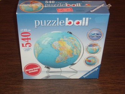 NIB 2007 Sealed Puzzleball Globe Ravensburger with Stand 540 piece 3D Jigsaw USA