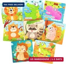 Wooden Puzzles for Toddlers, 8 Pack Animal Jigsaw Puzzles for Kids3-5, 9 Pieces