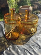 Amber Glass Canister Jar Set of 2 with Lift-Off Lids, 6