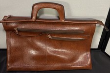 Vintage 1980's 1990's Slim Business Portfolio Briefcase Brown Faux Leather YKK