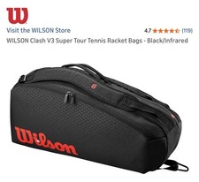 WILSON Clash V3 Super Tour Borsa per racchetta da tennis - Nero/infrarossi
