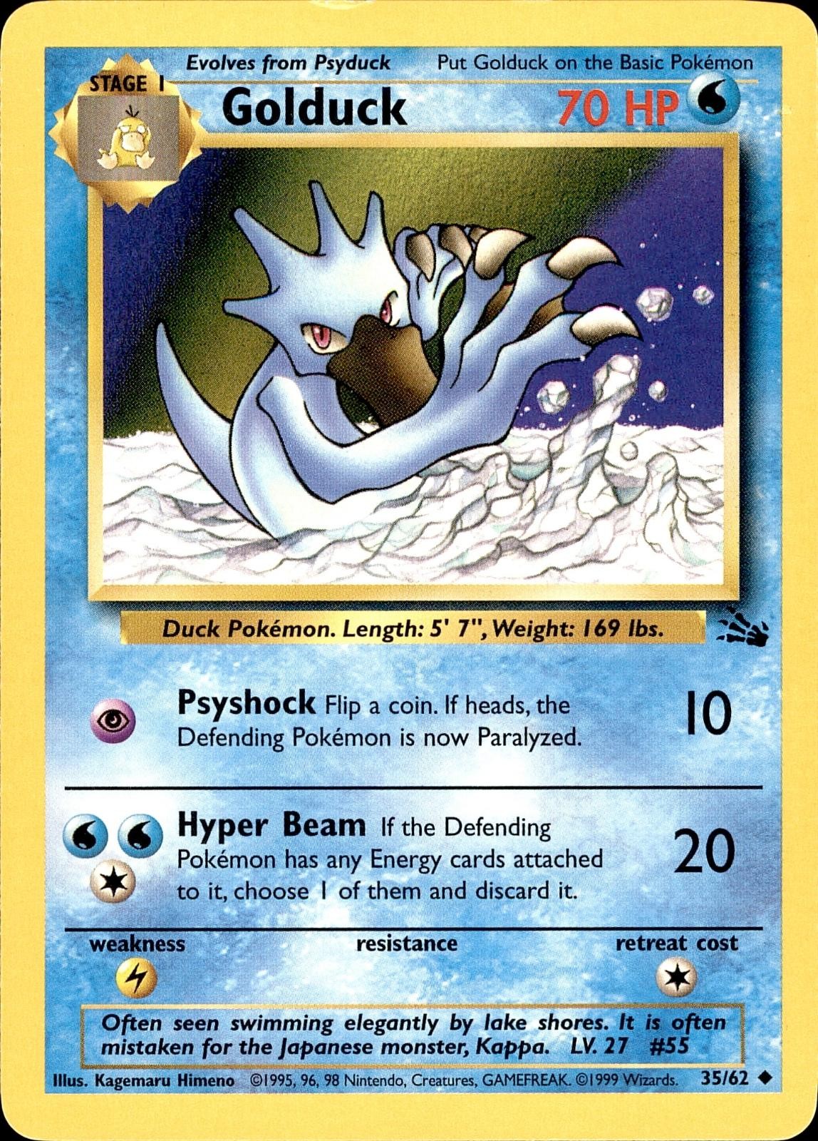POKEMON GOLDUCK 35 FOSSIL 62 UNCOMMON UNLIMITED MP