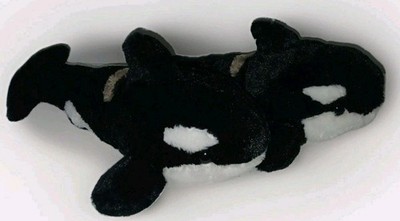 SeaWorld Busch Gardens Orca Whale Plush 15'' Black White Stuffed Animals Vintage