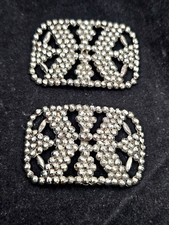 VINTAGE SILVER MARCASITE SHOE CLIPS DRESS BELT BUCKLE CLIPS MADE IN FRANCE