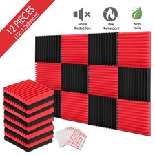 12Pcs Two-color Acoustic Foam Panel Sound Noise Absorbing Proof Studio KTV Brick