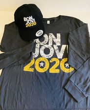 Bon Jovi 2020 Long Sleeve Tee Shirt Size Large and Hat Cap New Authentic Merch