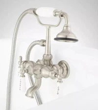 Mini Telephone Type Wall Mount Tub Faucet & Hand Shower Brushed Nickel