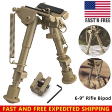 6" - 9" Spring Return Hunting Rifle Bipod with 20mm Picatinny Rail Mount Adapter