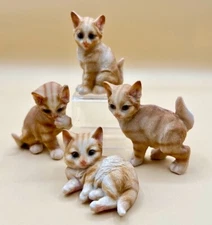 Small Orange Tabby Cats & Kittens Figurines🐈 ~ Set of 4 ~ #51271 ~ New w/ Tags!