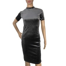 Zara Velvet Bodycon Midi Dress Size S Short Sleeve High Neck Sexy Party Y2K