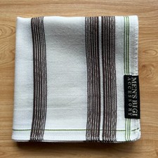 VINTAGE HANDKERCHIEF WHITE STRIPED LINE MEN'S POCKET SQUARE COTTON 18" A-0328