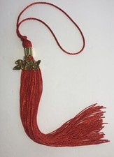 Red Color Graduation Tassel With Gold Date Drop 2024 NEW