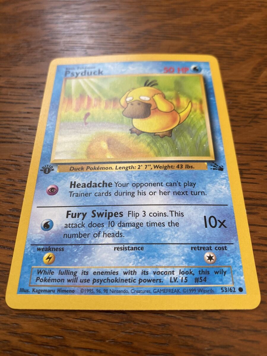 Pokemon Fossil Set First 1st Edition Psyduck #53/62 Near Pokemon Fossil Set First 1st Edition Psyduck #53/62 Near