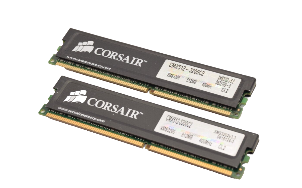 Lot of 2) CORSAIR CMX512-3200C2 512MB 400MHz XMS Memory (RAM) | eBay