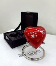 Red Urn Keepsake Mini Heart Cremation Foot Print Pet Memorial Urn