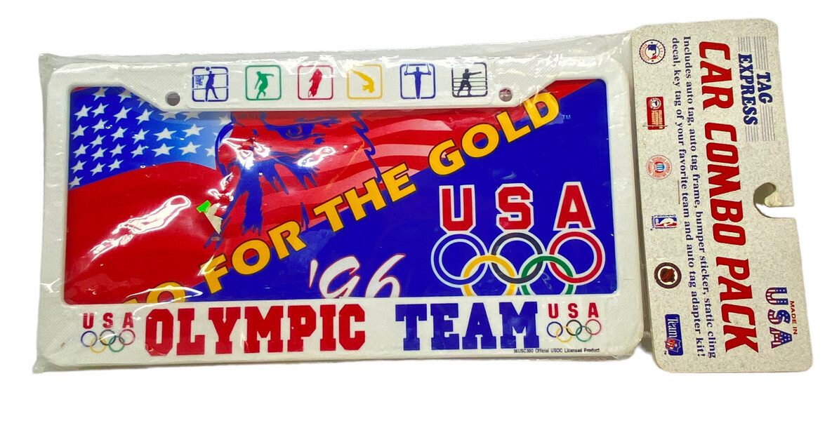1996 US Olympic Team Go For The Gold License Plate Frame Keychain