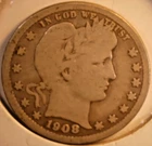 1908 D Barber Quarter  Semi key date  SN100625