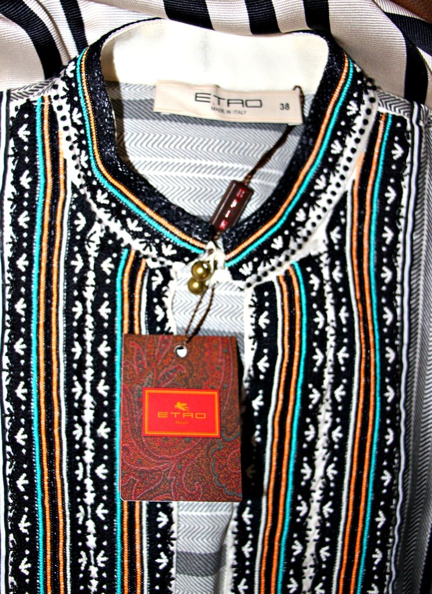 ETRO★素敵！Abito Amber Beads Embroidered Silk Striped Dress ETRO 'Abito Amber' Beads Embroidered Silk Striped Dress sz