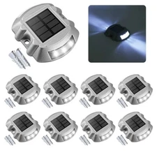 Solar Deck Lights Driveway Dock Lights 8pack Led Ip67 Waterproof Outdoor Warning