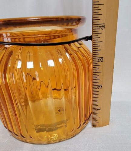 Nantucket Home~Orange ~Lantern Style ~Jar~ Pillar Candle Holder ~Fall/Autumn - Picture 5 of 6