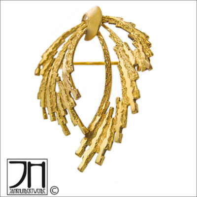 Andreas Daub Brosche Blätter vergoldet vtg brooch leaves