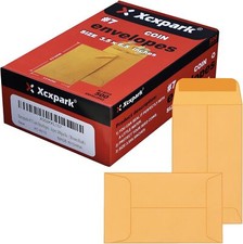 500 PCS 7 x 3.5 Inch Brown Kraft Coin Envelopes for Small Item Storage