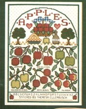 Apples All Over Sampler, Towel, Bread Cloth Cross Stitch Pattern Pages