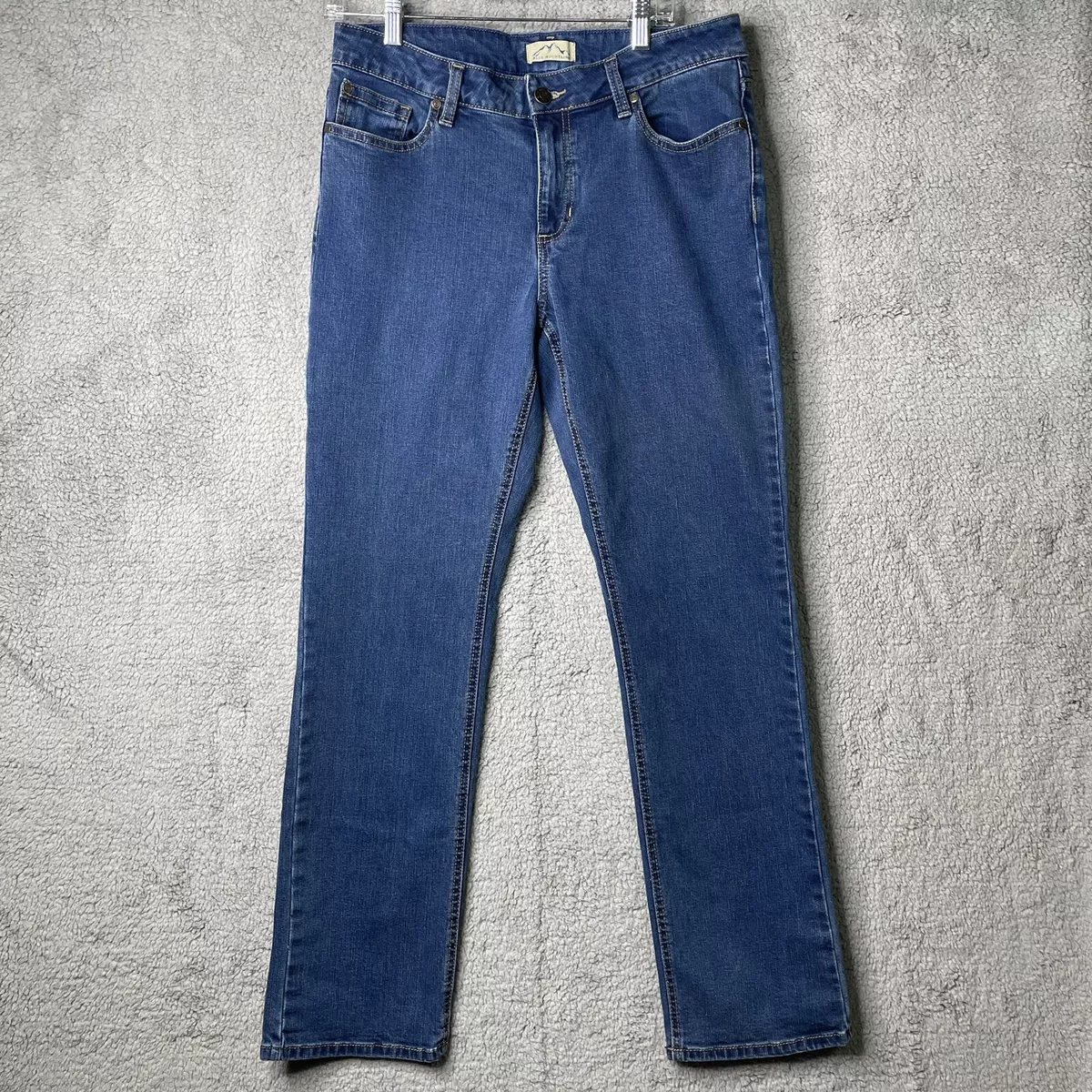 Blue Mountain Womens Jeans 12 Straight Leg Blue Dark Wash Denim Mid Rise
