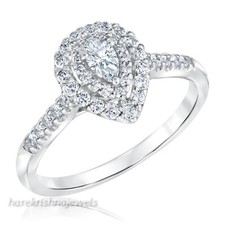 1.25CT Pear Lab-Created Diamond Halo Engagement Wedding Ring 14K White Gold Over