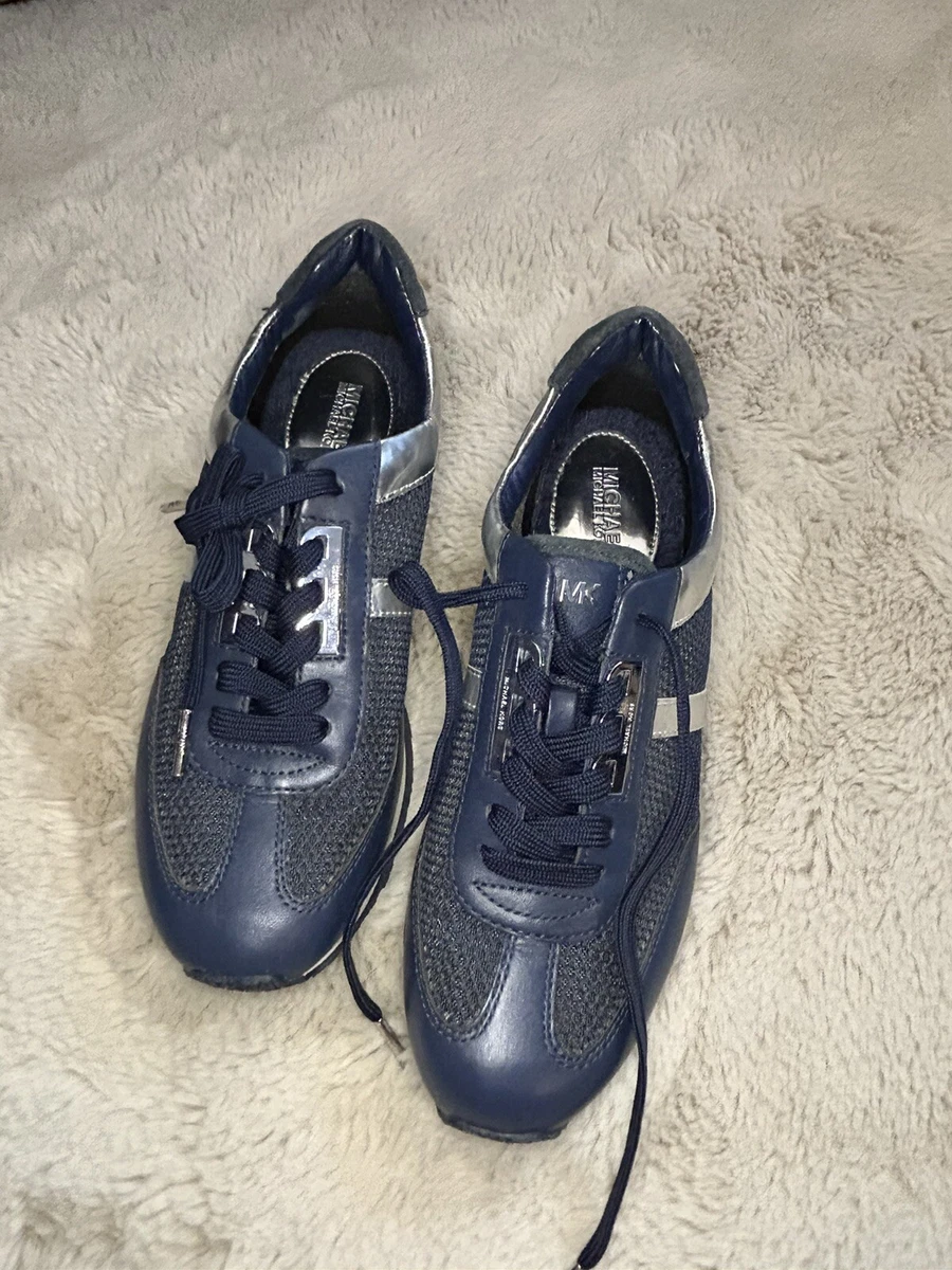 Michael Kors Women s Sneakers Shoes Size 8 Navy Blue Silver
