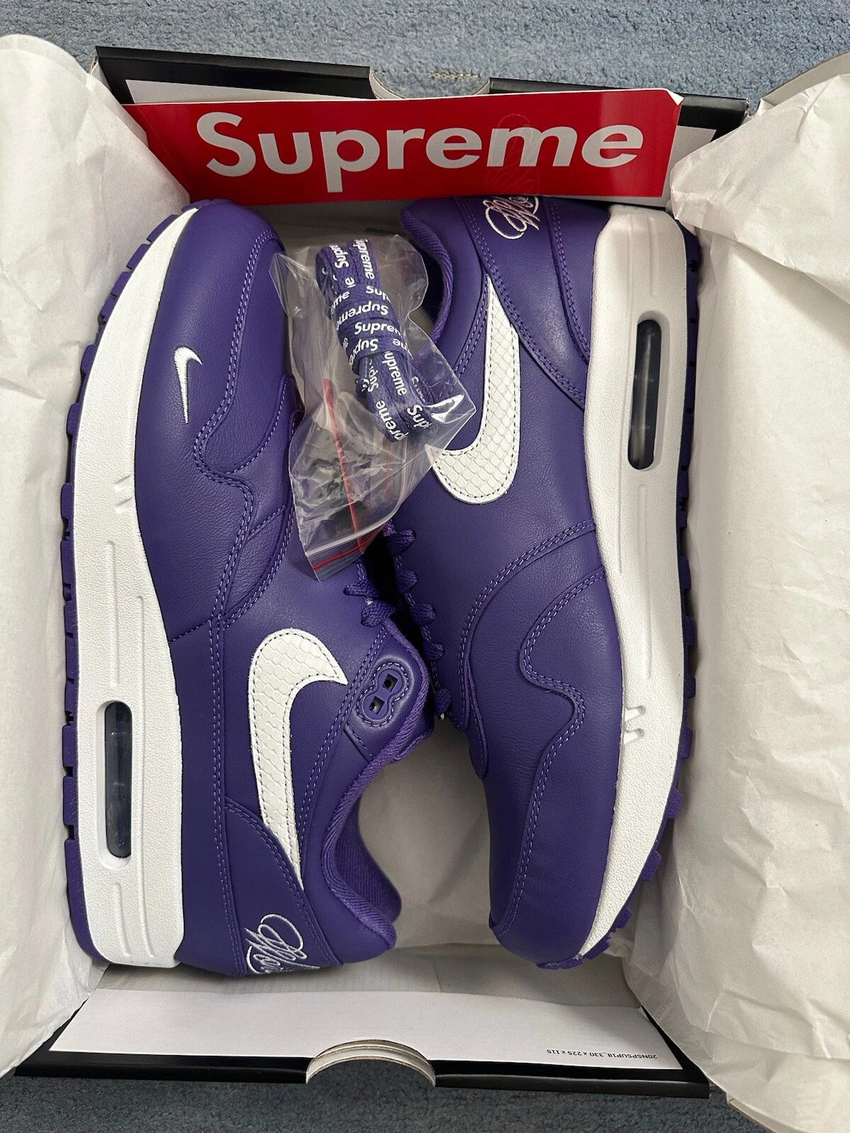 Nike X Supreme Air Max 1 87 SP Varsity Violet UK 10,5