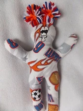 Handmade Flame Hot Shot Sport Themed Dammit Doll w/ Pigtails~Unique Gift idea