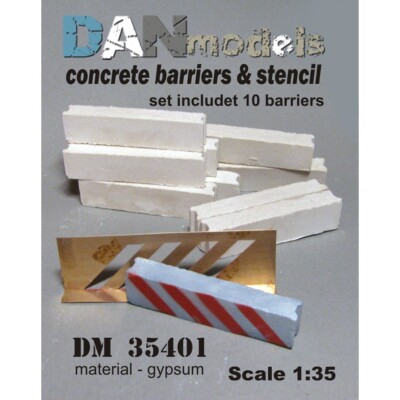 Dan Models 35401 Scale 1:35 Concrete Barriers. Roadblock Material - Gypsum
