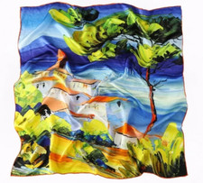 100 mulberry silk square scarf 88cm fashion printed oil painting style scarf